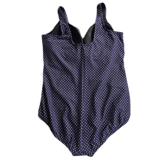 Miraclesuit Plus Size Oceanus One Piece, Pin Point, Blue/White, V-Neck, Size 22W - Picture 3 of 9